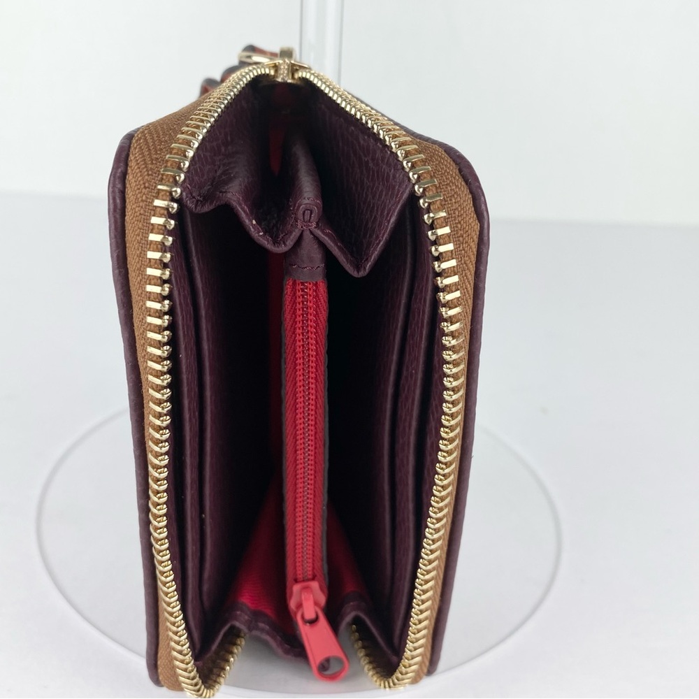 Dooney & Bourke Pebble Grain Zip Around Wallet Bordeaux Color - Picture 5 of 7